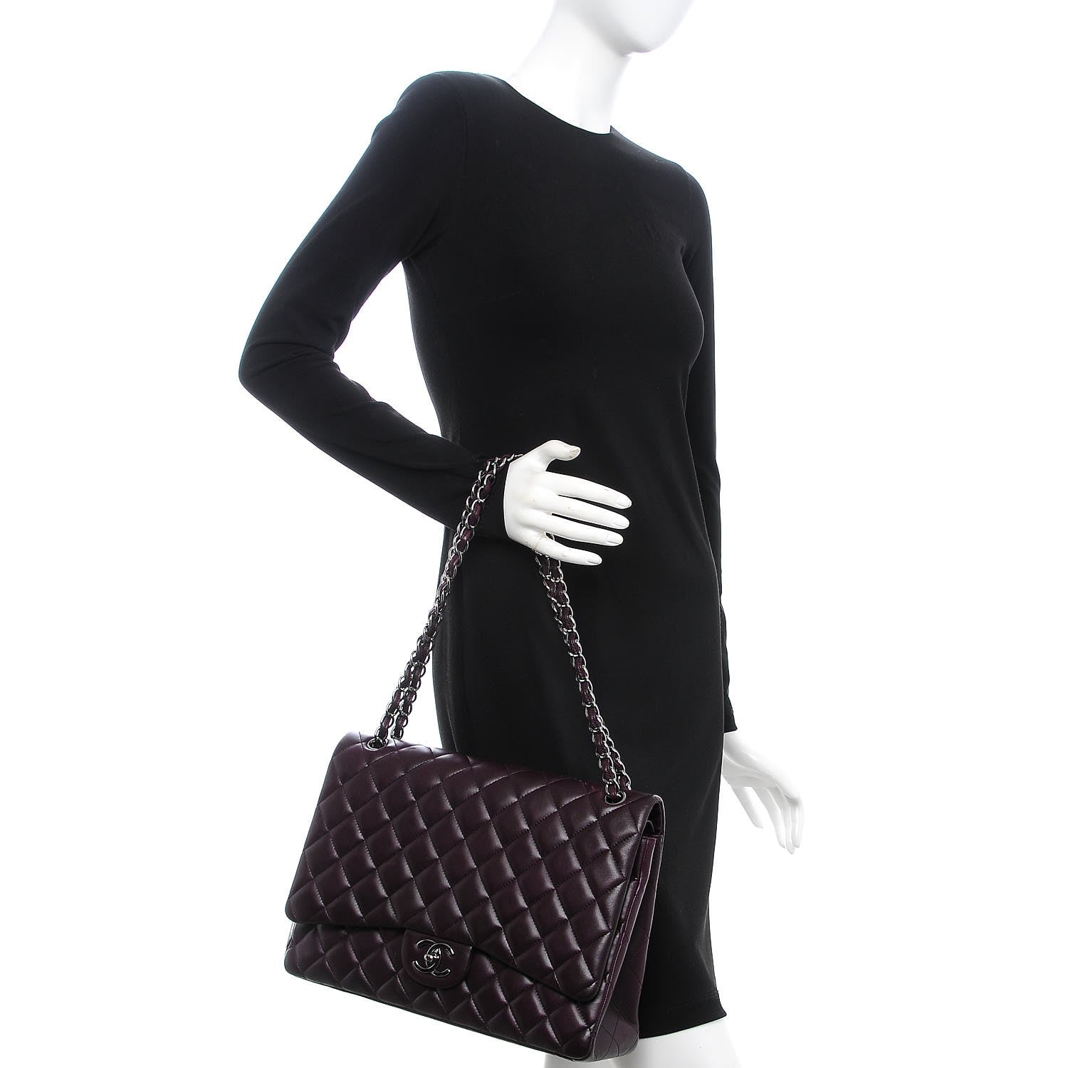 Chanel Lambskin Quilted Maxi Double Flap Purple 3 of 14
