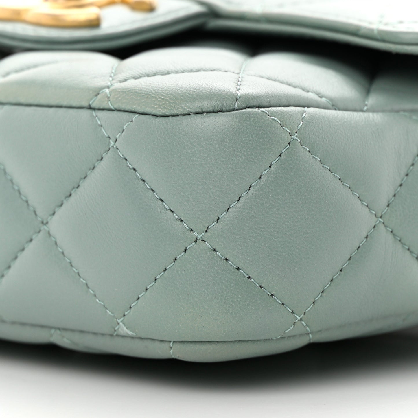 Lambskin Quilted Casino Chips Mini Square Flap Grey