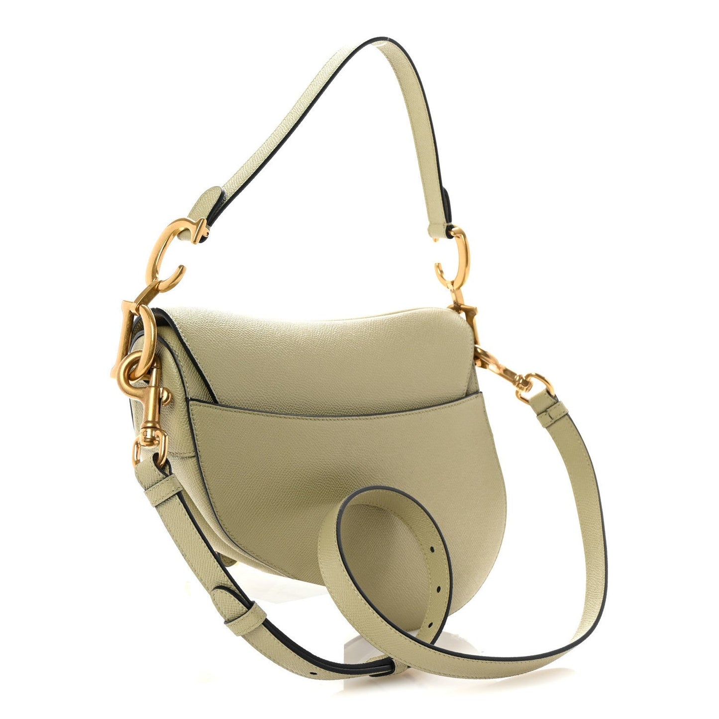 Grained Calfskin Saddle Bag With Strap Desert Sage