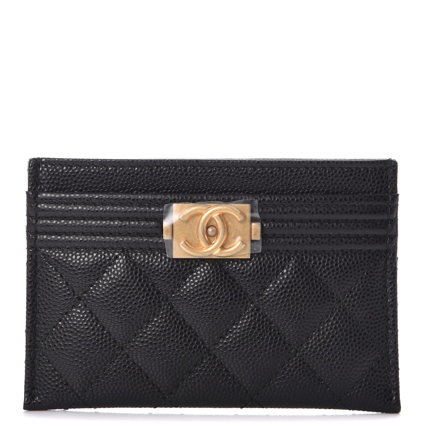 Caviar Quilted Boy Card Holder Black