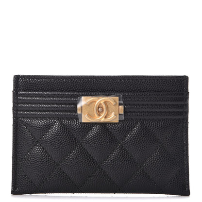 Chanel Caviar Quilted Boy Card Holder Black 1 of 9