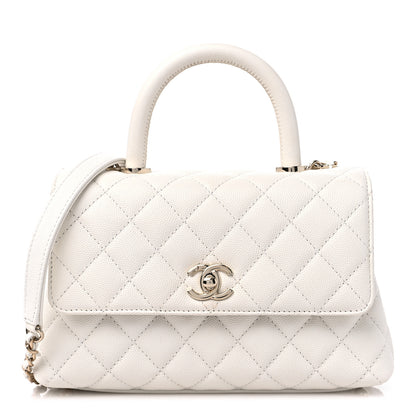 Chanel Caviar Quilted Mini Coco Handle Flap White 1 of 9