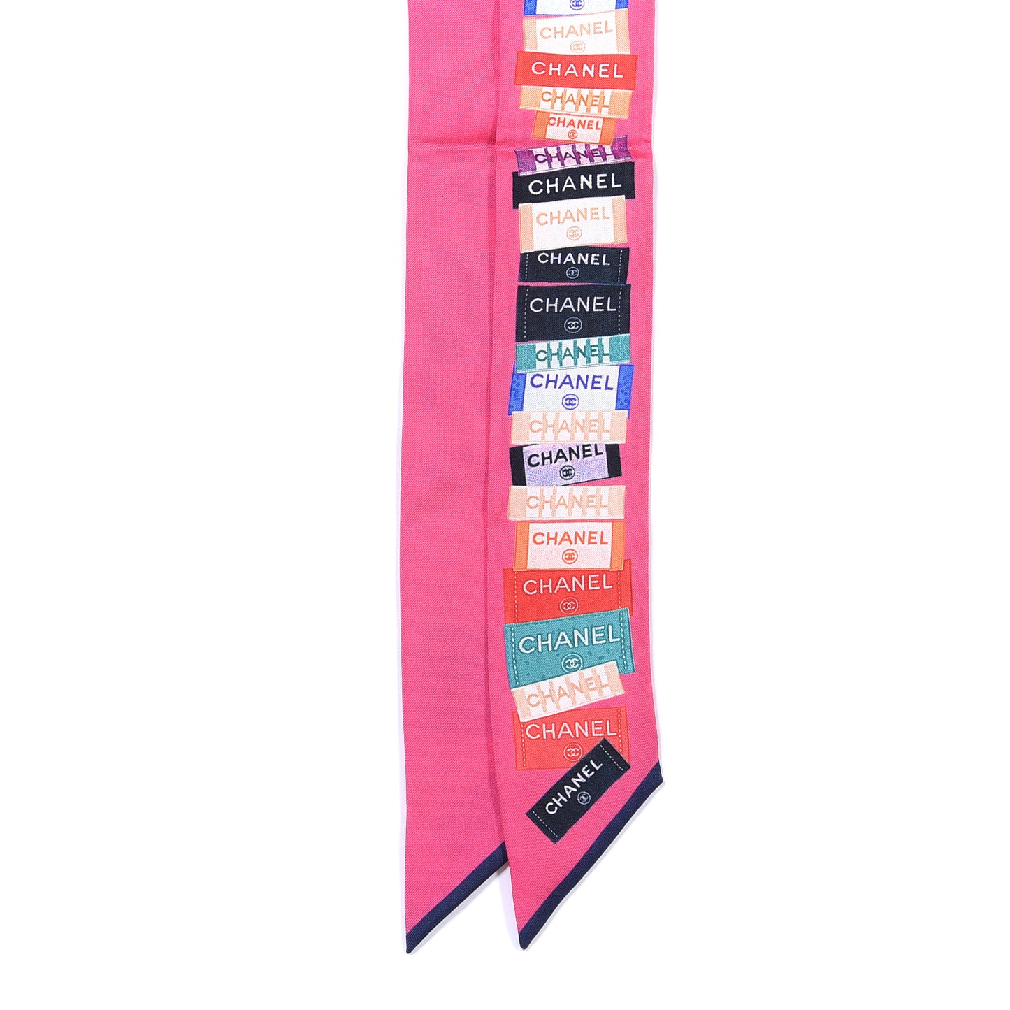 Silk Twill Slim Bandeau Scarf Pink