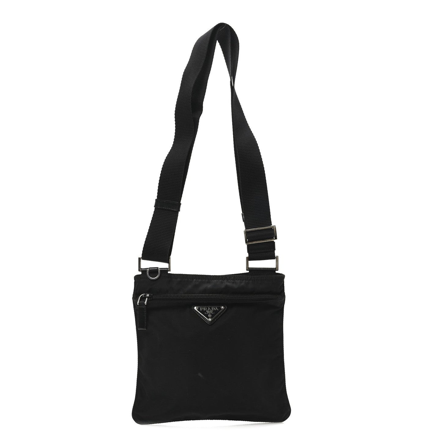 Tessuto Nylon Flat Messenger Bag Black