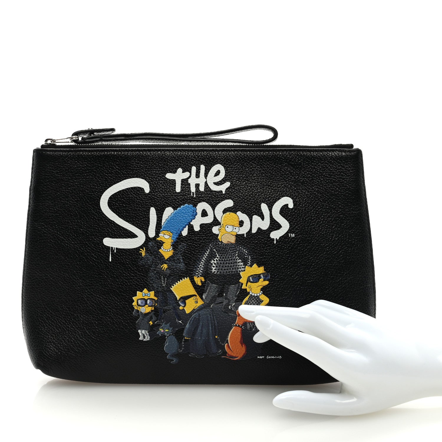Balenciaga X THE SIMPSONS Calfskin Logo Zip Pouch Black 2 of 6