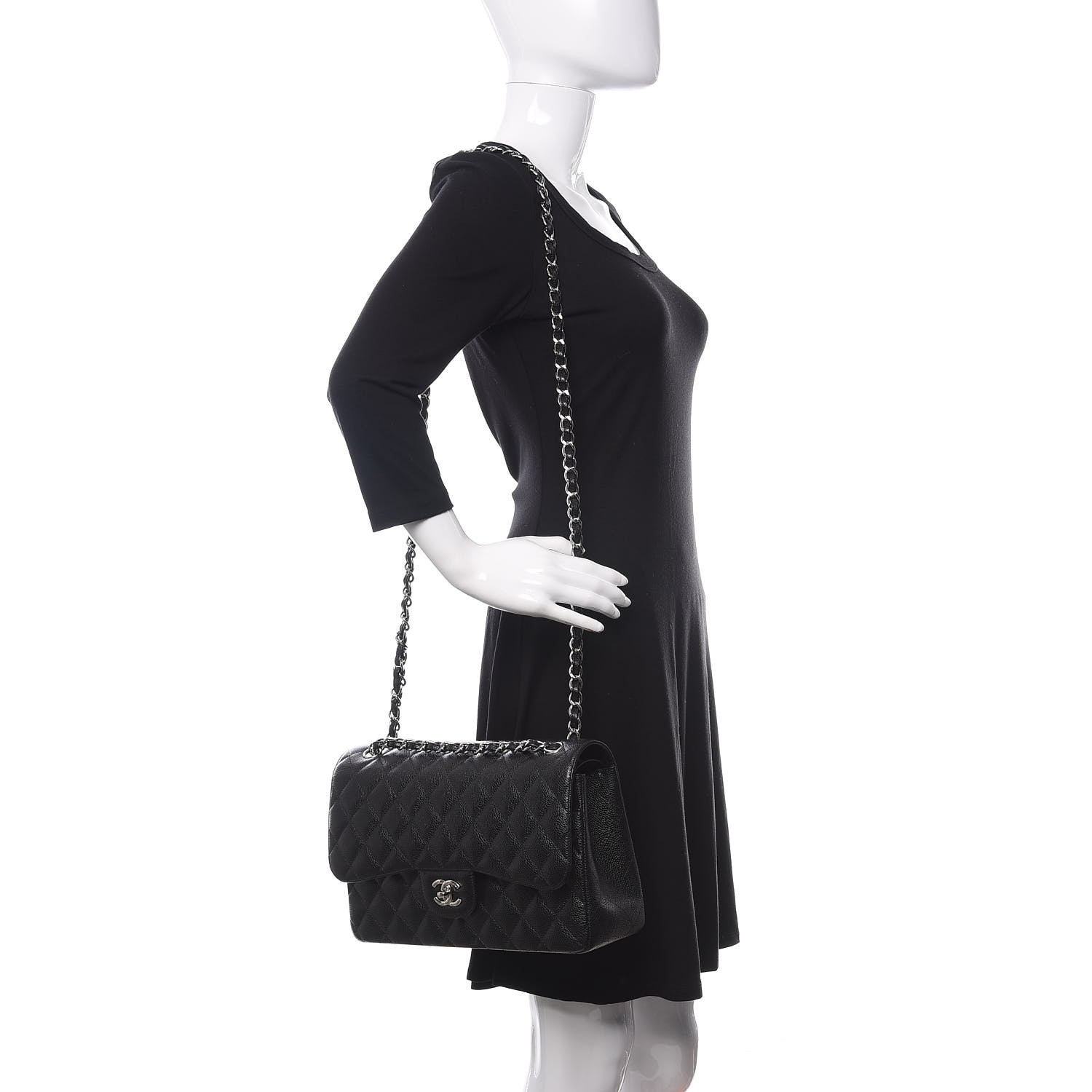 Chanel Caviar Quilted Jumbo Double Flap Black 2 of 11