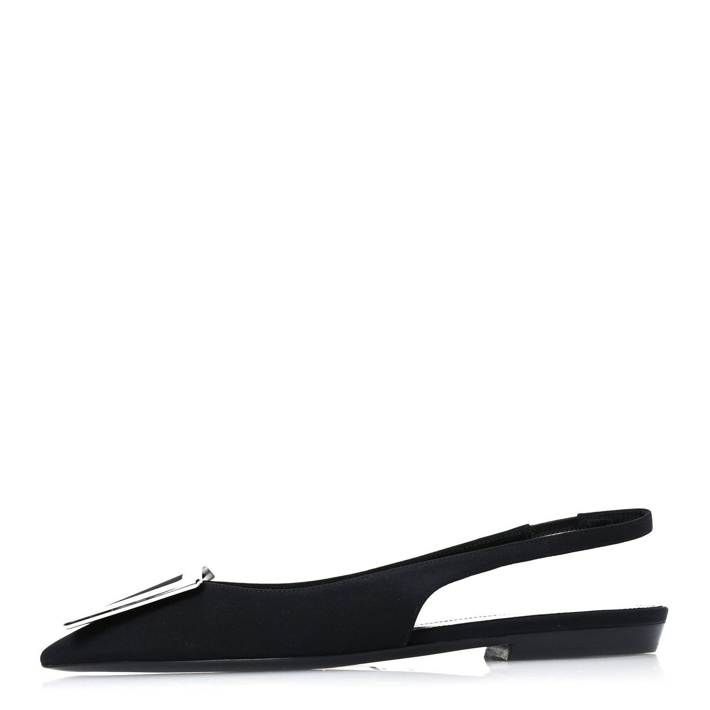 Crepe De Chine Vivi 10 Plate Slingback Flats 37 Black