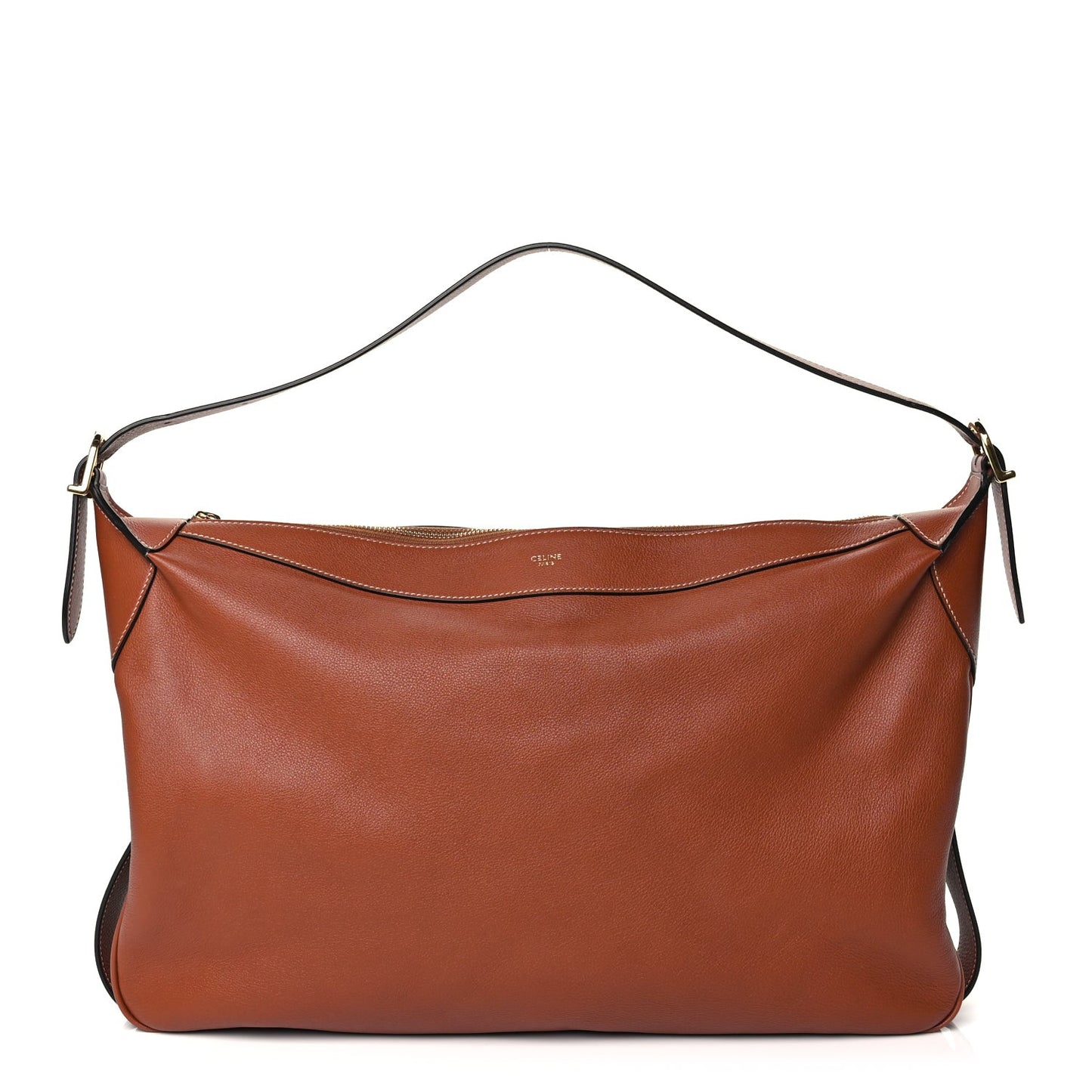 Supple Calfskin Large Romy Shoulder Bag Tan