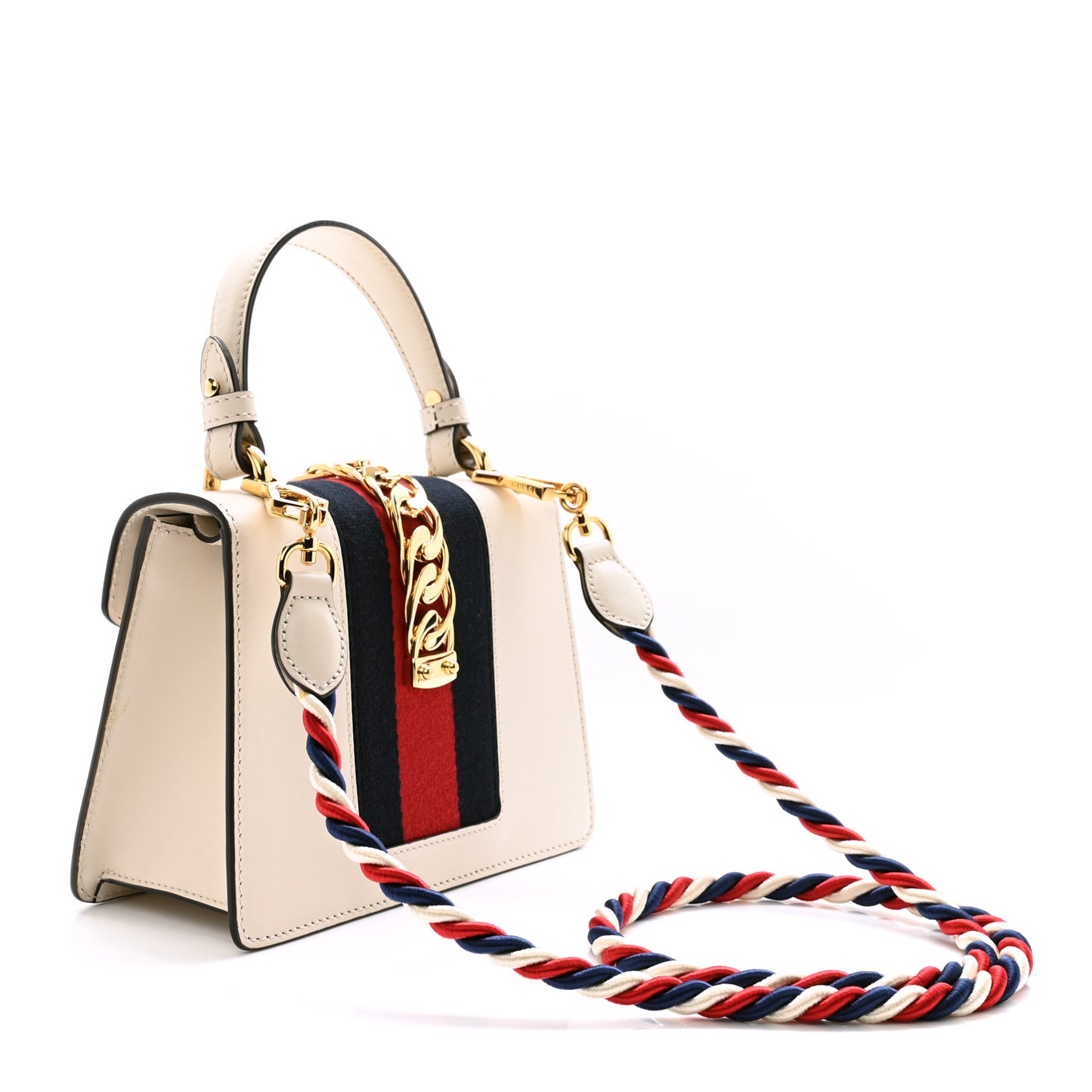 Calfskin Mini Sylvie Top Handle Bag White