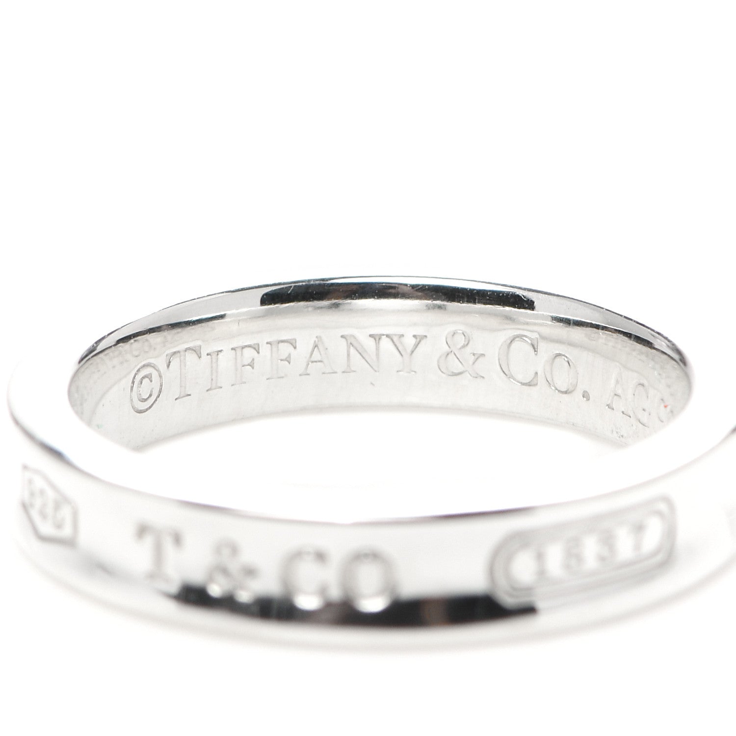 Tiffany Sterling Silver Narrow 1837 Band Ring 49 5 4 of 5