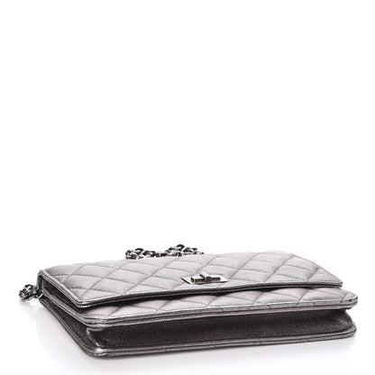 Chanel Metallic Lambskin Quilted Reissue Wallet On Chain WOC Dark Silver 4 of 9
