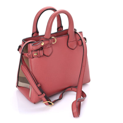 Burberry Grainy Calfskin House Check Small Banner Tote Cinnamon Red 2 of 7
