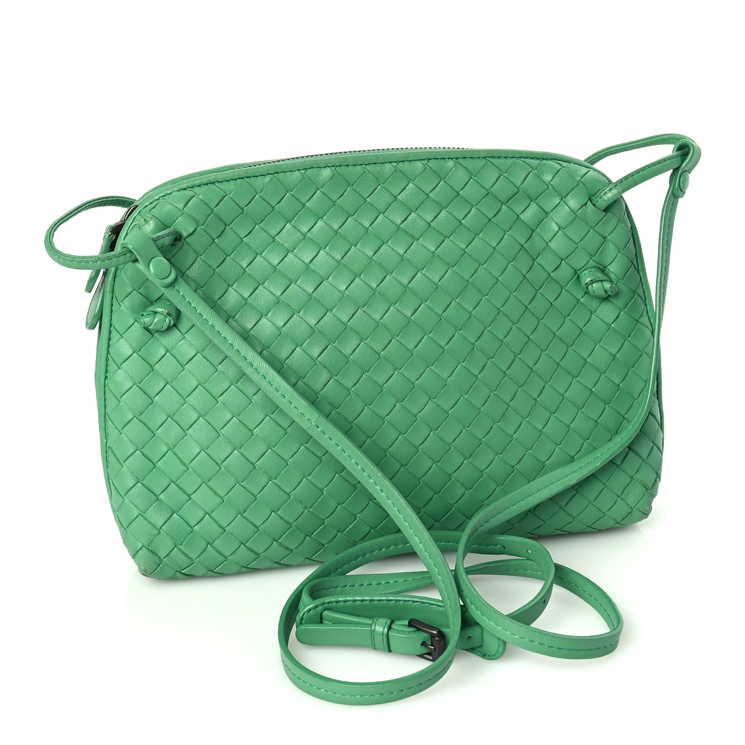 Bottega Veneta Nappa Intrecciato Nodini Crossbody Messenger Green 2 of 8