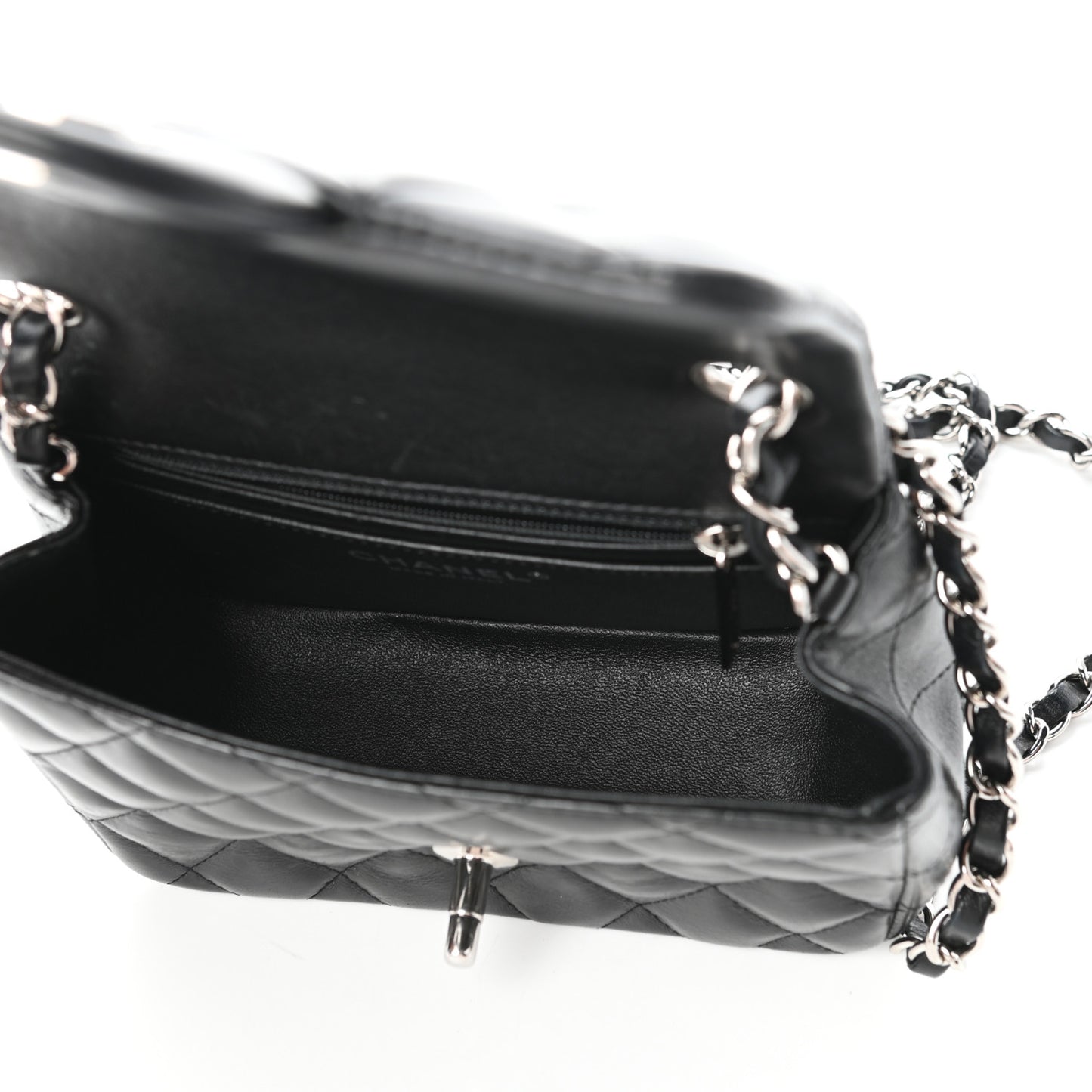 Lambskin Quilted Mini Square Flap Black