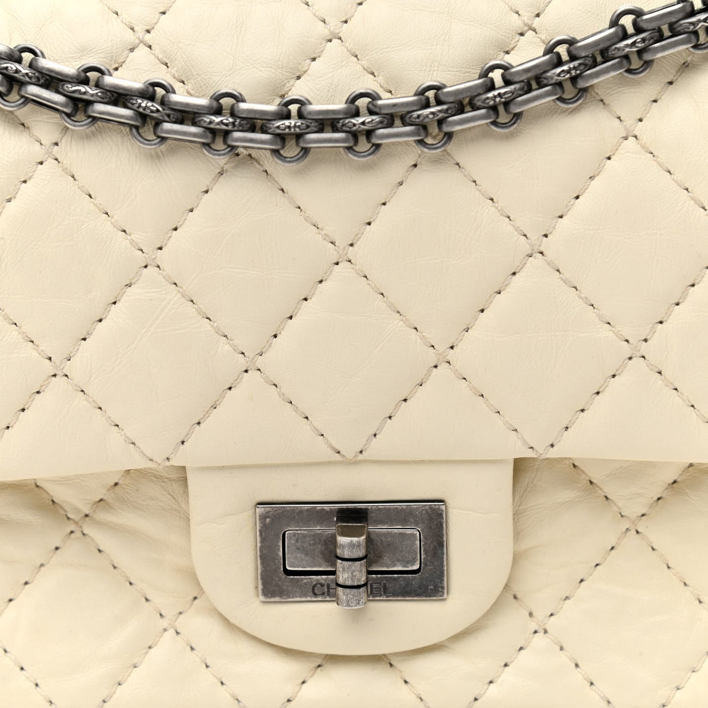 Aged Calfskin Quilted 2.55 Reissue Mini Flap White