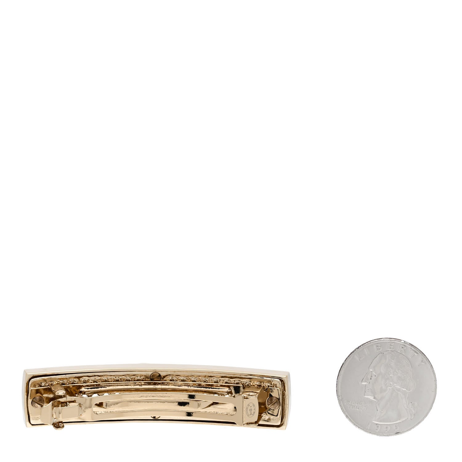 Chanel Metal Crystal CC Hair Clip Barrette Gold 2 of 5