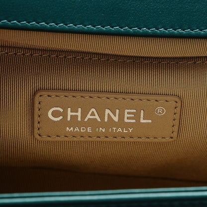 Chanel Calfskin Chevron Quilted Medium Boy Flap Green 6 of 8