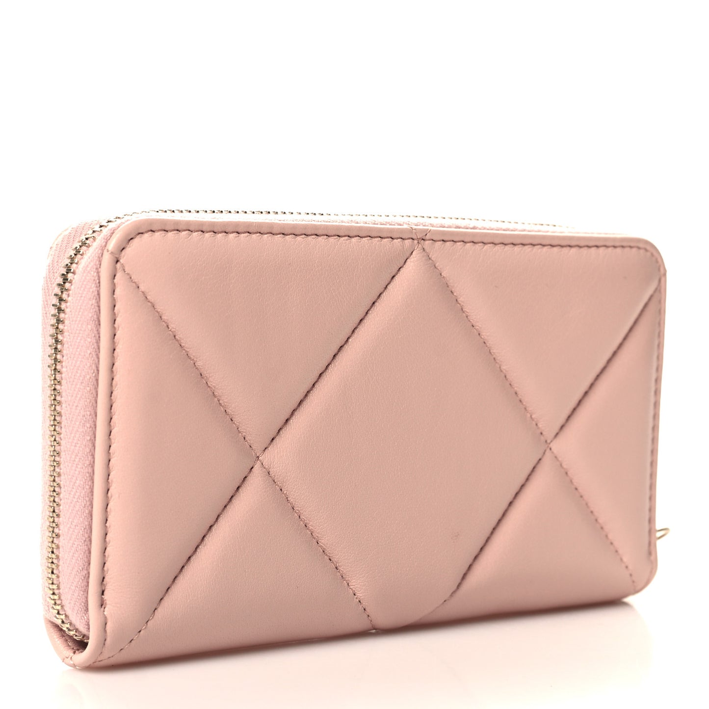 Lambskin Quilted Chanel 19 Zipped Wallet Light Pink