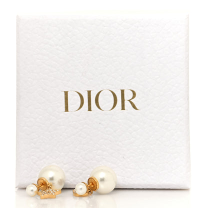 Christian Dior Pearl Crystal Mise En Dior Logo Tribal Earrings Gold 5 of 5