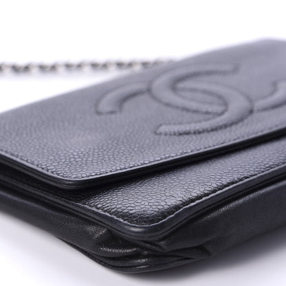 Chanel Caviar Timeless CC Wallet On Chain WOC Black 6 of 14