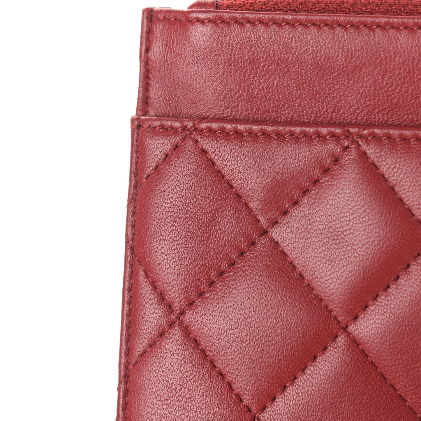 Lambskin Quilted Wallet On Chain WOC Red