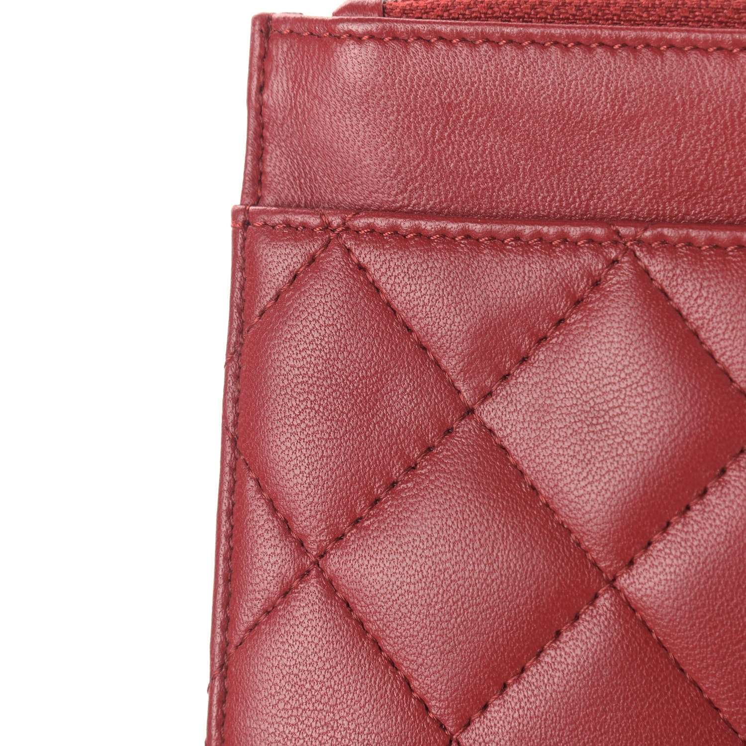 Chanel Lambskin Quilted Wallet On Chain WOC Red 11 of 14