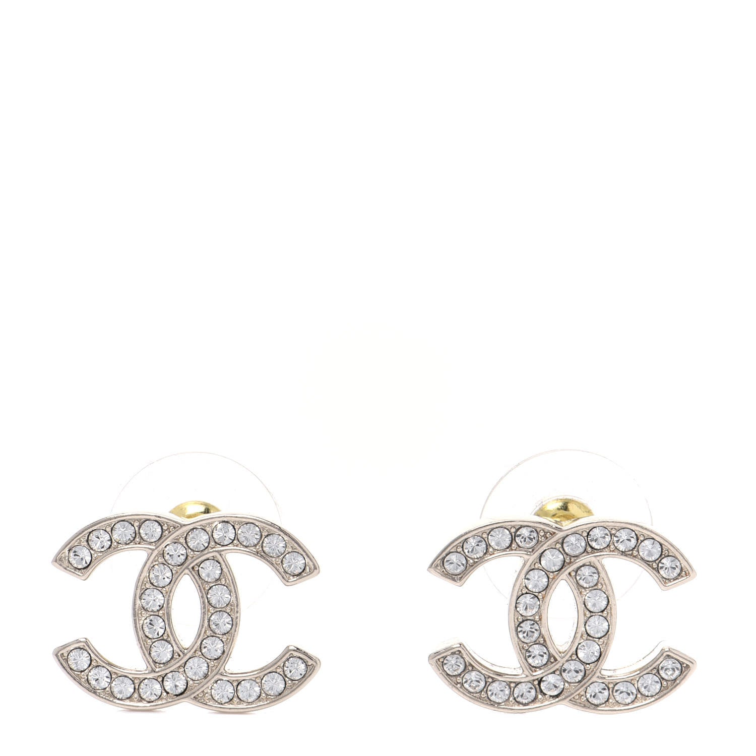 Chanel Crystal CC Earrings Gold 1 of 3