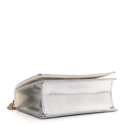 Christian Dior Metallic Patent Studded Small Diorama Flap Bag Silver 4 of 10
