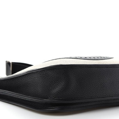 Hermes Toile Taurillon Clemence Evelyne III PM Ecru Black 8 of 9