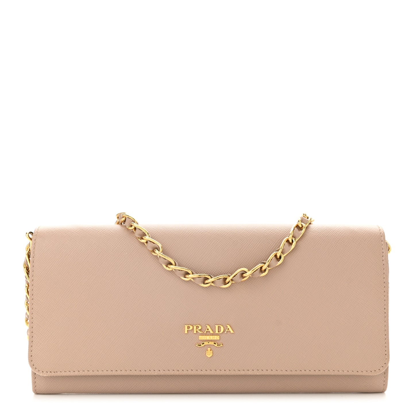 Saffiano Metal Oro Chain Wallet Cammeo