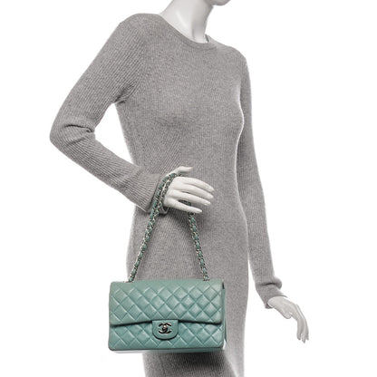 Chanel Lambskin Quilted Medium Double Flap Light Green 2 of 10