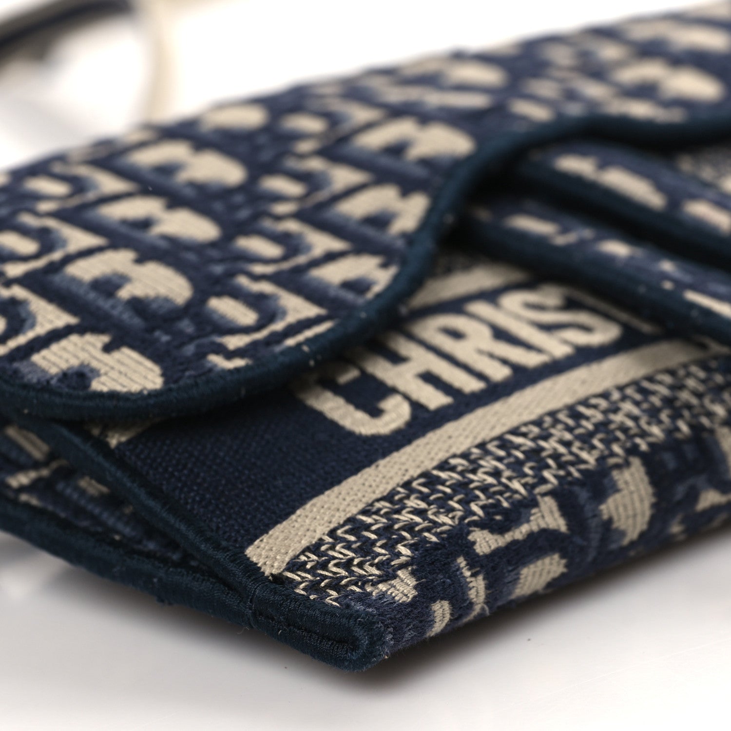 Christian Dior Oblique Slim Saddle Pouch Blue 8 of 9