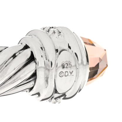 David Yurman Sterling Silver Diamond Morganite 7mm Cable Classics Bracelet 3 of 3