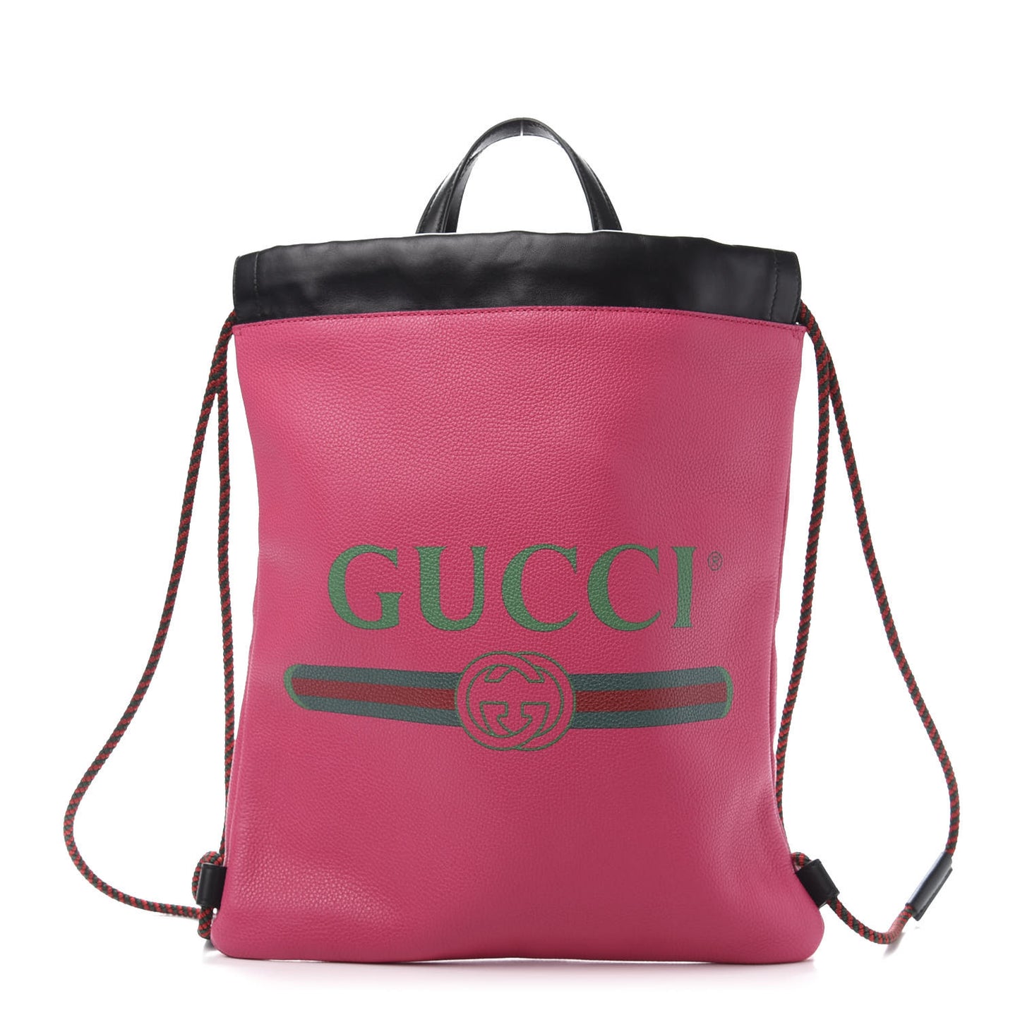 Grained Calfskin Logo Drawstring Backpack Box Pink Green Black