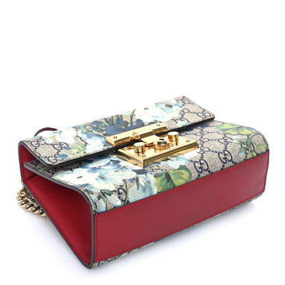 Gucci GG Supreme Monogram Blooms Small Padlock Shoulder Bag  Beige Blue Navy Hibiscus Red 7 of 7