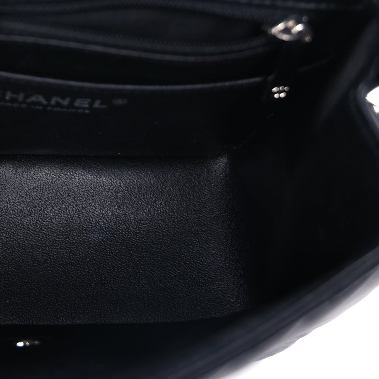 Lambskin Chevron Quilted Mini Square Flap  Black