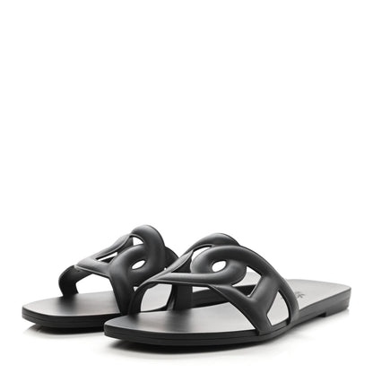 Hermes Rubber Aloha Sandals 37 Black 3 of 9