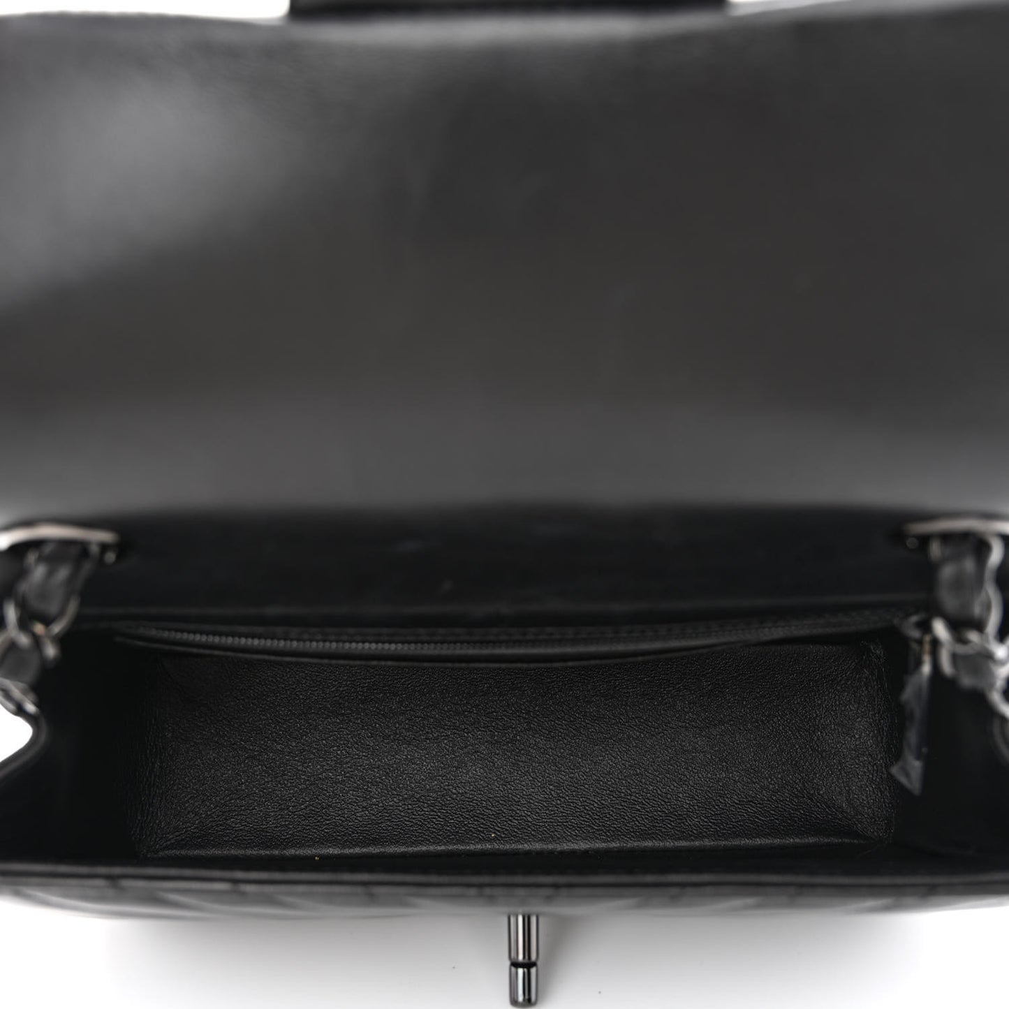 Lambskin Chevron Quilted Mini Rectangular Flap So Black