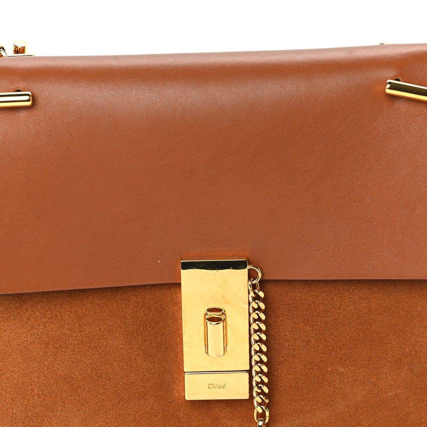 Suede Smooth Calfskin Mini Drew Shoulder Bag  Caramel
