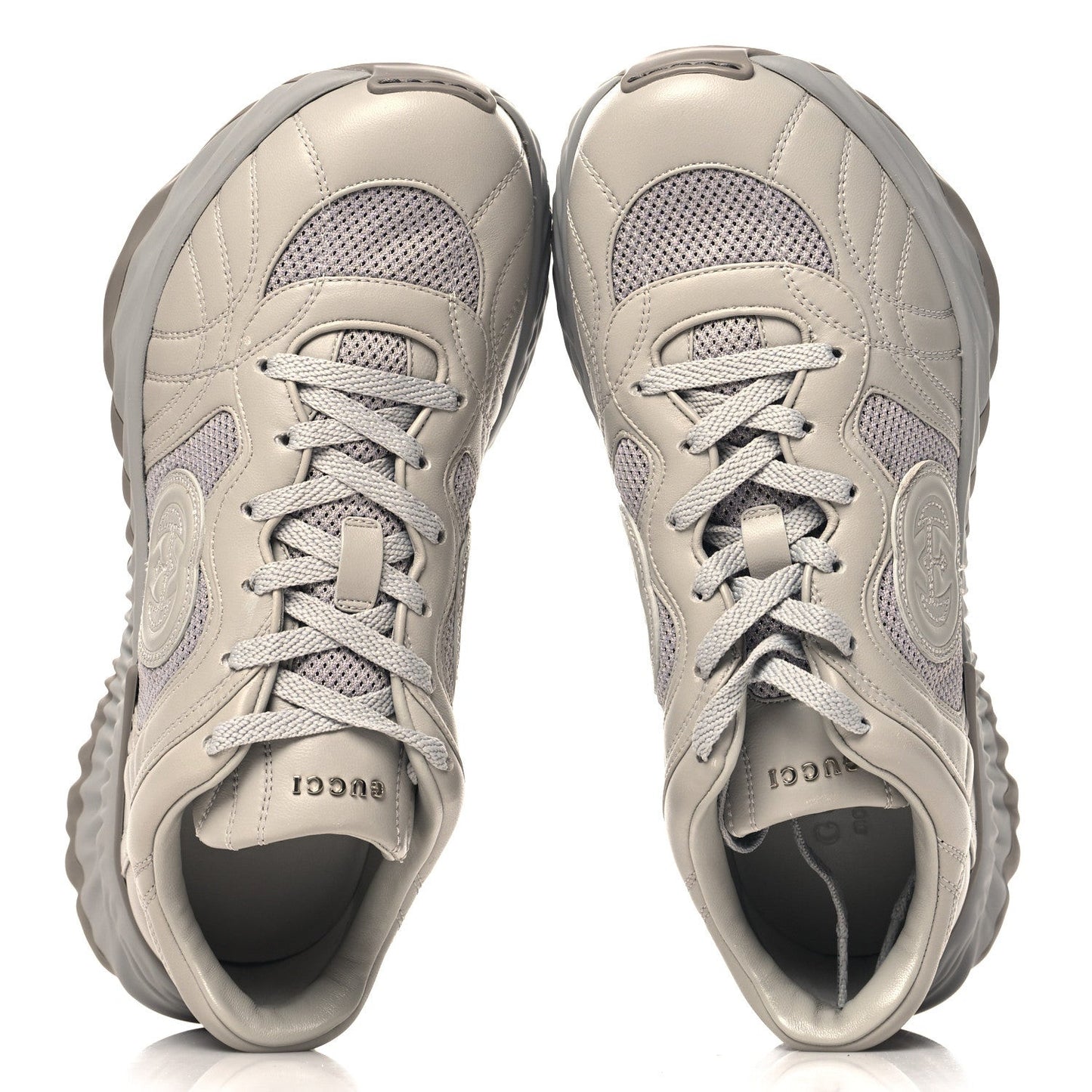 New Nappa Sombre Interlocking G Ripple Mens Platform Sneakers 8.5 Grey Sky
