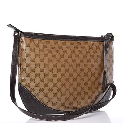 Gucci Crystal Monogram Large Half Moon Hobo Dark Brown 3 of 10