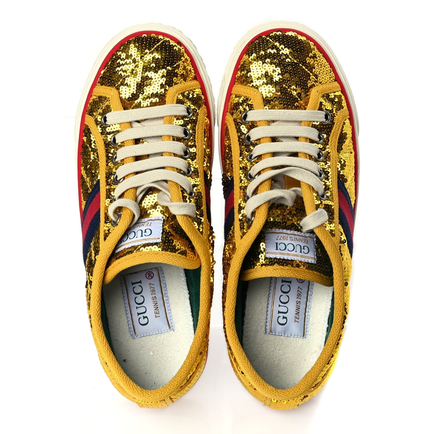 Sequin Web Matelasse Womens 1977 Tennis Sneakers 36 Gold Yellow