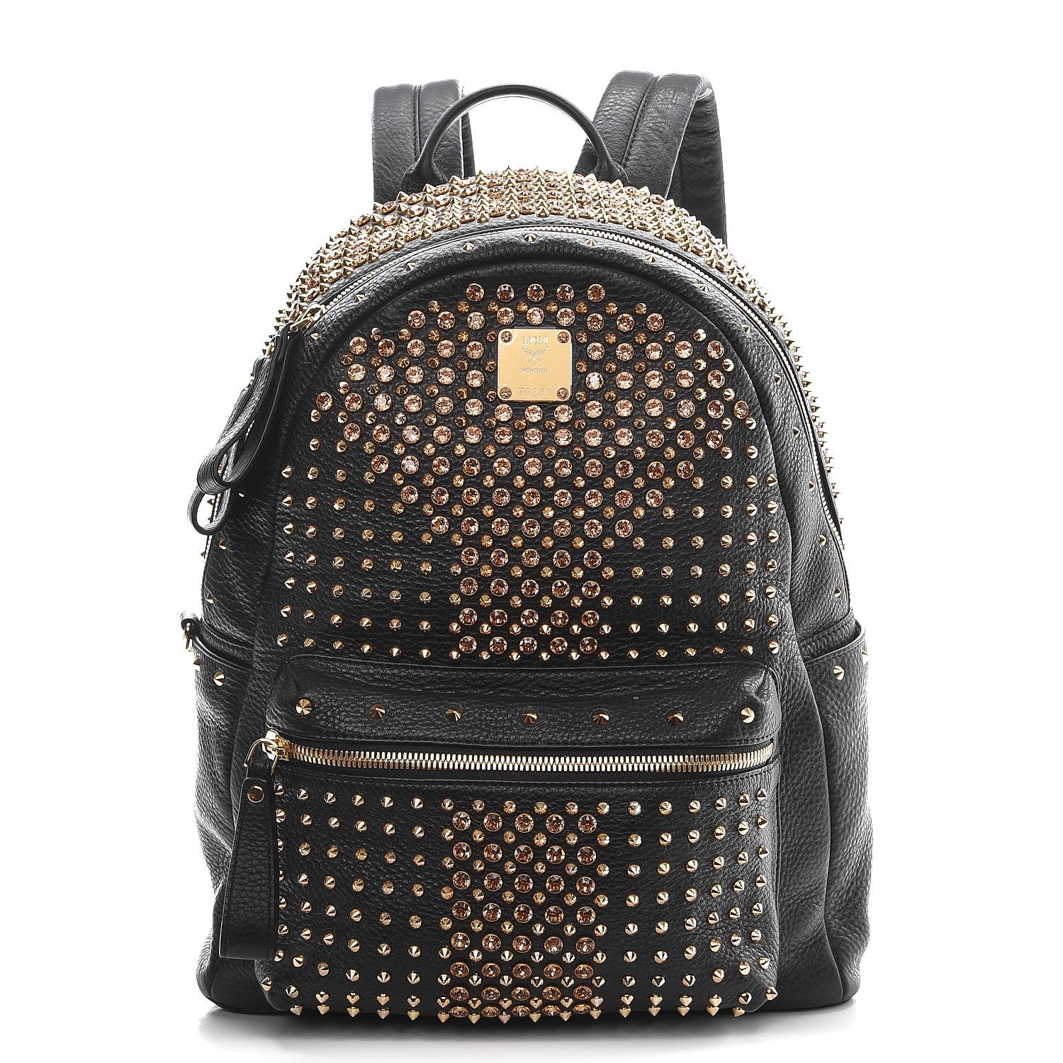 MCM Grainy Lambskin Crystal Studded Medium Stark Backpack Black 1 of 13