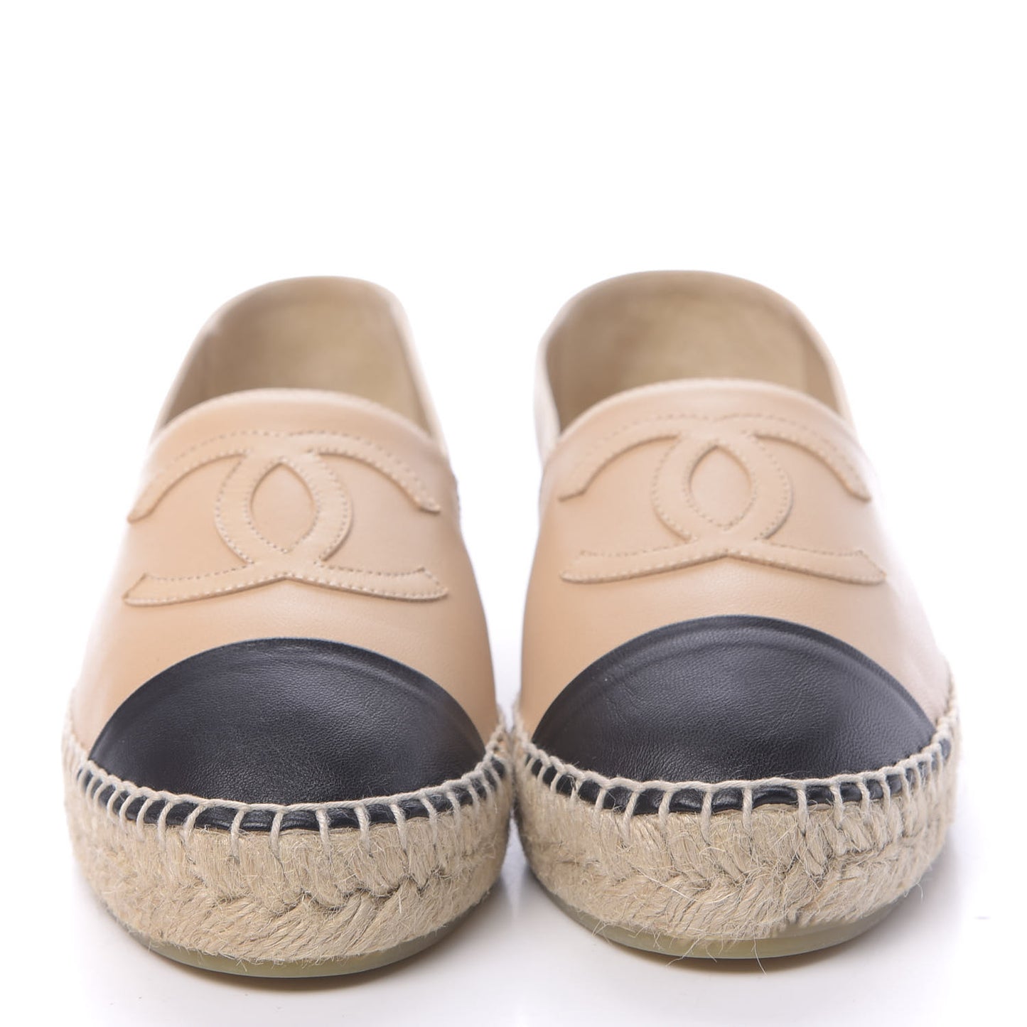 Lambskin CC Espadrilles 36 Beige Black