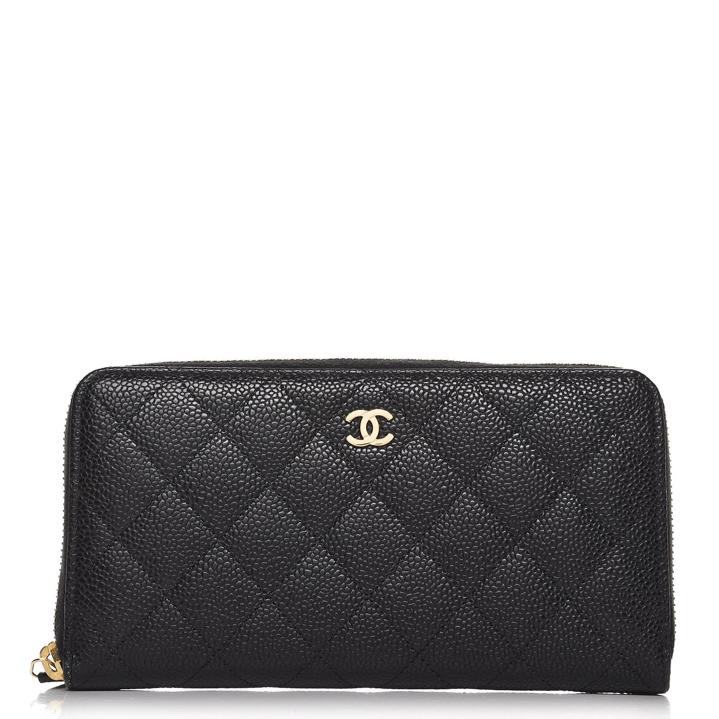 Caviar Quilted Large Gusset Zip Around Wallet Black