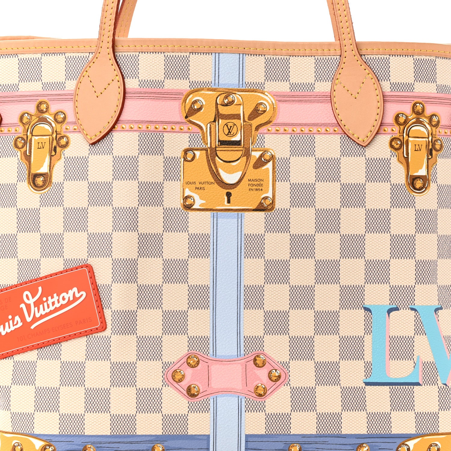 Louis Vuitton Damier Azur Summer Trunks Neo Neverfull MM 8 of 10