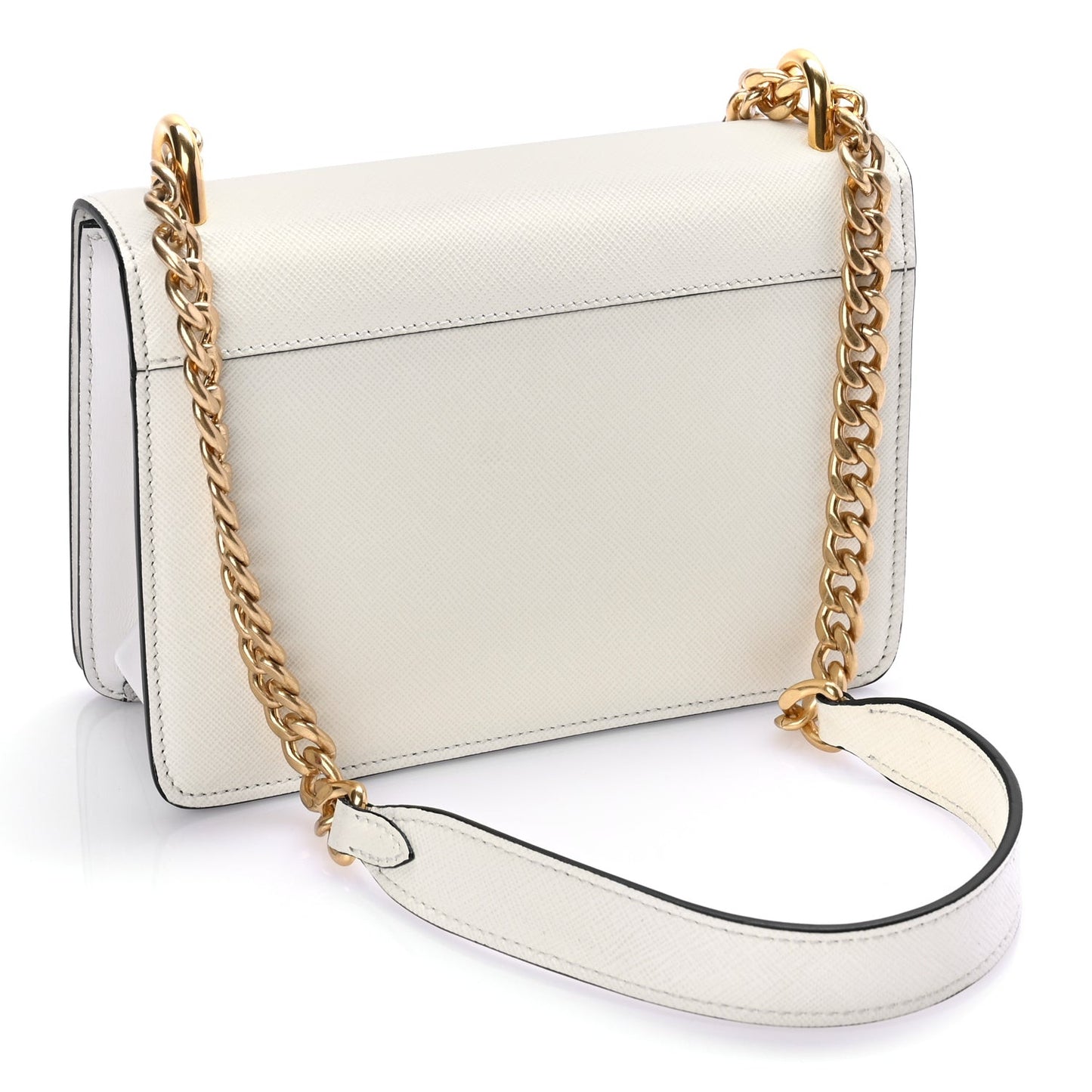 Saffiano Chain Shoulder Bag  White