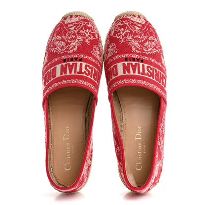 Christian Dior Embroidered Toile De Jouy Granville Espadrille 38.5 Raspberry 2 of 7