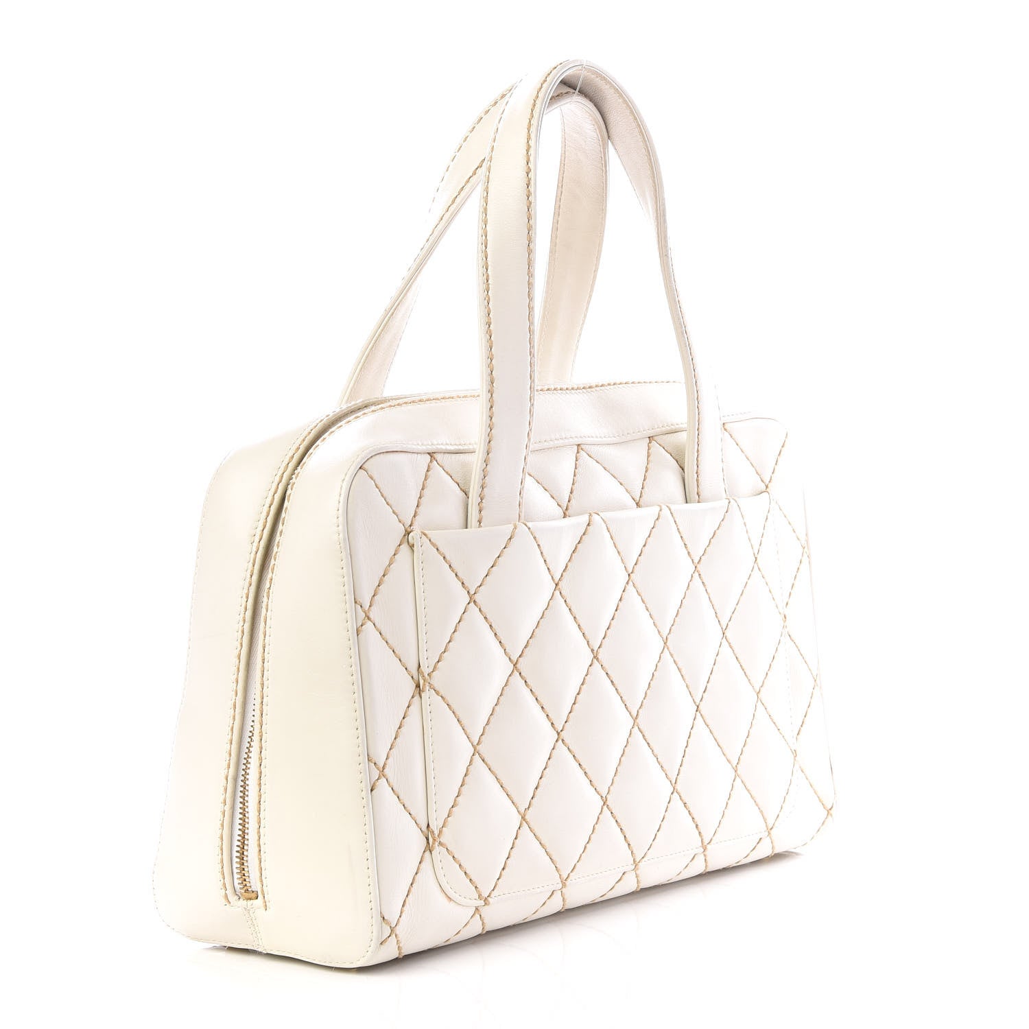 Chanel Calfskin Contrast Stitch Surpique Bowler White 2 of 11