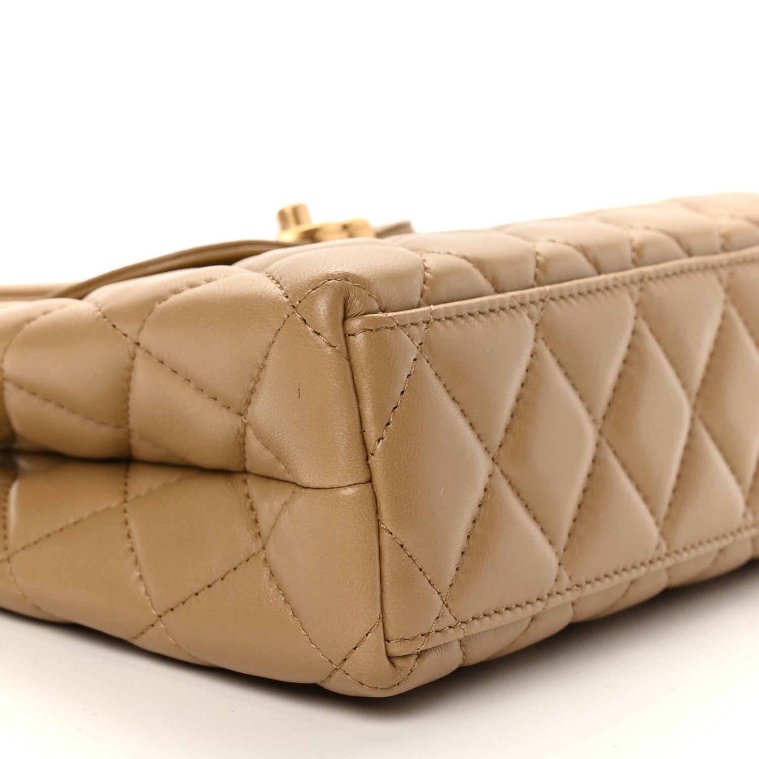 Chanel Shiny Aged Calfskin Quilted Nano Kelly Shopper Beige 7 of 9
